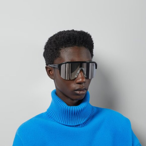 BRAND NEW Gucci GG1645S  003 Black Grey Silver Mirrored Unisex Mask Sunglasses - Picture 10 of 10